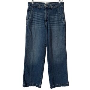 LL Bean 207 Vintage Wide Leg High Rise Cropped Jeans Washed Indigo